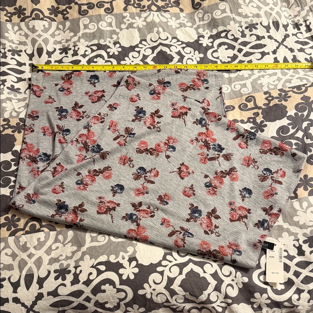 Floral Gray Infinity Scarf
